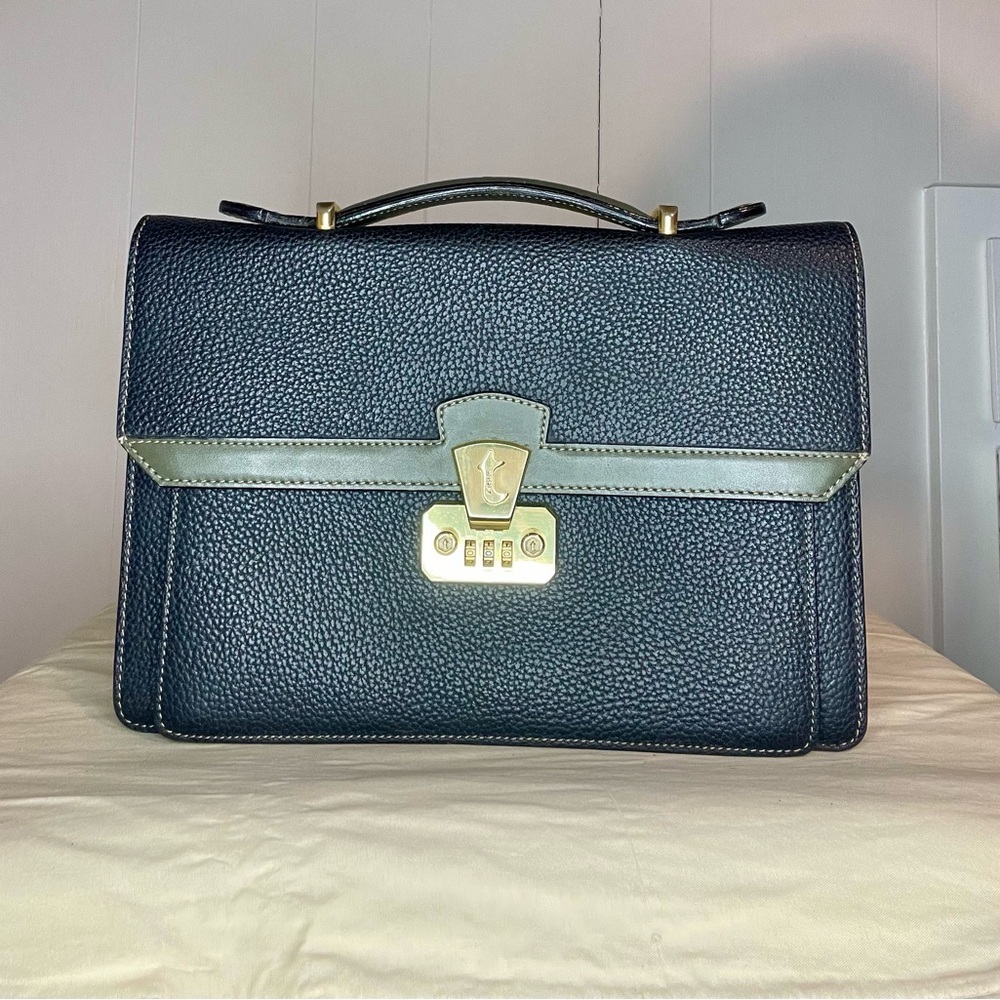 A. Testoni black and olive handbag.